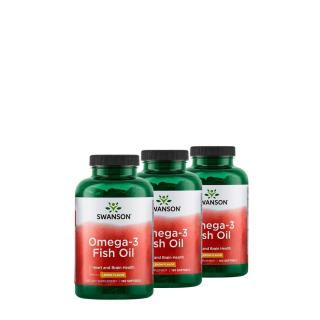 Omega-3 halolaj citrom ízű, Swanson Lemon Flavor Omega-3 Fish Oil, 3x150 kapszula