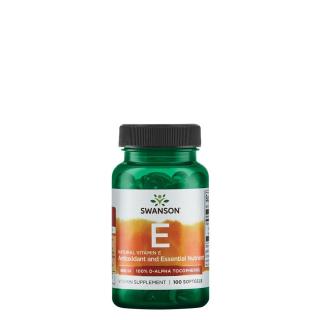 Természetes E-vitamin 400 IU, Swanson Natural Vitamin E, 100 gélkapszula