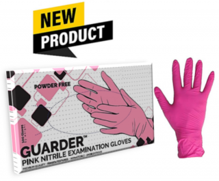 GUARDER nitril pink púdermentes 3,4gr vizsgálókesztyű (2.5MIL),100 db, M-es