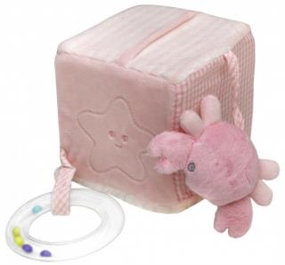 Kocka 3D-s tengeri állatokkal 10*10*10 cm rózsaszín