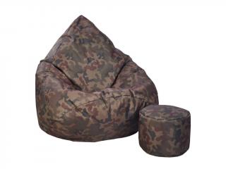 Babzsák lábtartóval army szövetből