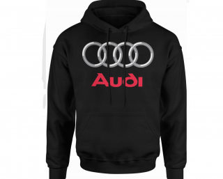 FÉRFI KAPUCNIS PULÓVER AUDI - FEKETE Méret: XL