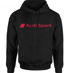 FÉRFI KAPUCNIS PULÓVER AUDI SPORT - FEKETE Veľkosť: 3XL