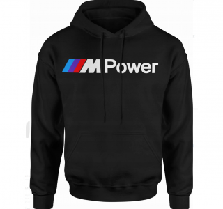 FÉRFI KAPUCNIS PULÓVER BMW M-POWER - FEKETE Veľkosť: 3XL