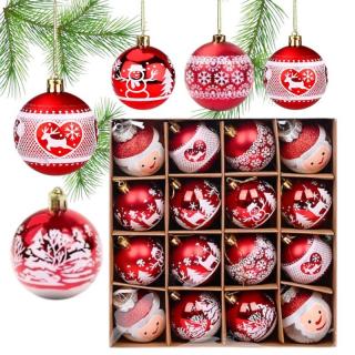 Karácsonyi díszek piros készlet 16 darab