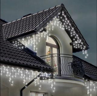 Karácsonyi világítás jégcsapok 300 LED hideg fehér 23 m + Flash hatás