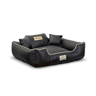 Kingdog kutya- és macskaágy eco bőr fekete 75 x 65 cm