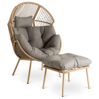 Rattan fotel bézs-szürke színben Portland