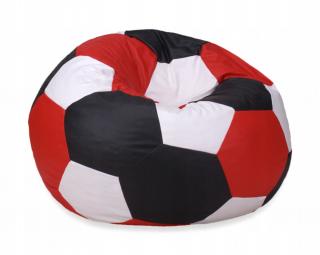 Sedací vak xxxl futbalová lopta 100x100x60cm bielo čierno červený | jaks