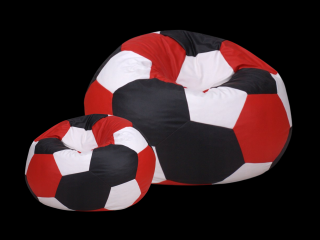 Sedací vak xxxl futbalová lopta + podnožka 100x100x60cm bielo čierno červený | jaks