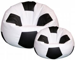 Sedací vak xxxl futbalová lopta + podnožka 100x100x60cm bielo čierny | jaks