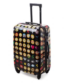 Utazóbőrönd Trendy  + ingyenes kozmetikai táska Vzor: Emoji XL