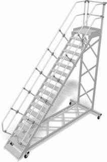 Krause - Könnyűfém gurítható lépcső dobogóval 1000mm 60° 18 fokos - 829177