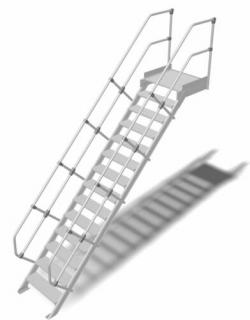 Krause - Könnyűfém lépcső dobogóval 1000mm 45° bordázott alu fokkal 14 fokos - 824639