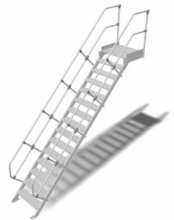 Krause - Könnyűfém lépcső dobogóval 1000mm 45° bordázott alu fokkal 15 fokos - 824646