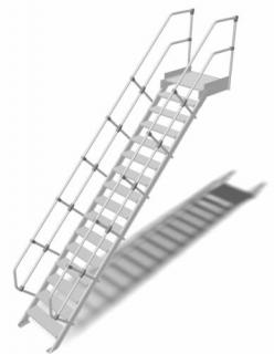 Krause - Könnyűfém lépcső dobogóval 1000mm 45° bordázott alu fokkal 16 fokos - 824653