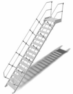 Krause - Könnyűfém lépcső dobogóval 1000mm 45° bordázott alu fokkal 17 fokos - 824660