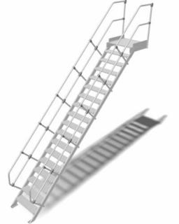 Krause - Könnyűfém lépcső dobogóval 1000mm 45° bordázott alu fokkal 18 fokos - 824677