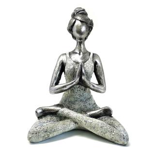 AWG Yoga Lady Manneken szobor, Namasté, ezüst - fehér 24 cm