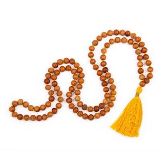 Bodhi Mala nyaklánc szantálfa illattal és színes bojttal 108 gyönggyel Szín: Sárga