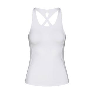 Bodhi Niyama Essentials Crossed Back Tank Top női felső, beépített kosarakkal, fehér Méret: L