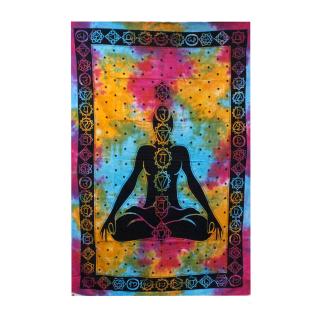 Fali kendő / takaró csakra Buddha mintával 130 x 200 cm