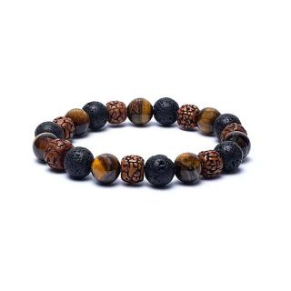 Flexity Rudraksha karkötő Típus: Tiger eye, Lava stone