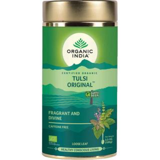 Organic India Tulsi eredeti bazsalikomos szórt tea védekezőképesség, stressz, vitalitás 100 g