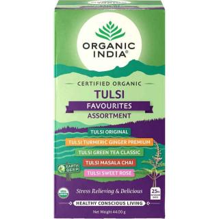 Organic India Tulsi Favourites Assortment filteres tea 25 tasak (25 x 1,8 g)