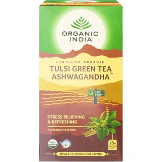 Organic India Tulsi Green Tea Ashwagandha adagolt tea, vitalitás 25 tasak (25 x 2 g)