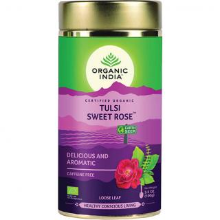 Organic India Tulsi Sweet Rose szálas tea nyugtató, stresszoldó, relaxáló 100 g, koffein nélkül