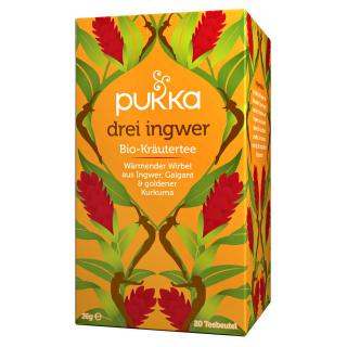 PUKKA Gyógynövények Ajurvédikus bio tea- Három gyömbéres tea kurkumával 20 db teafilter