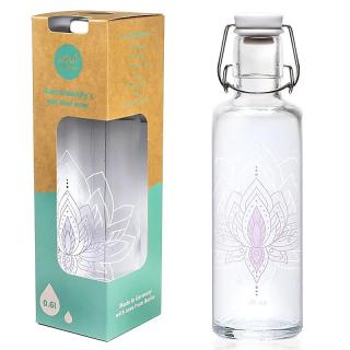 Soulbottle üvegpalack Flower of Life / Lotus szimbólummal 600 ml Típus: Just Breathe