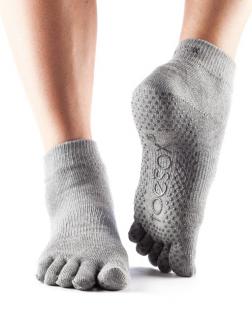 Toesox Fulltoe Ankle Grip csúszásgátló zokni (Heather Grey) Méret: L 43-45