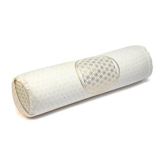 Yogi & Yogini Bolster jógahenger ECO szimbólummal hajdina 100% bio pamut 60 x 16 cm Szín: fehér