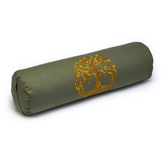 Yogi & Yogini Bolster jógahenger ECO szimbólummal hajdina 100% bio pamut 60 x 16 cm Szín: Zöld