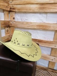 Unisex Cowboy kalap, velúr szövet, világoszöld