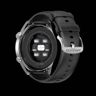 Szíj ARMODD Silentwatch 5 Pro szilikon fekete ezüst csattal (22mm)