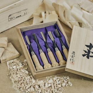 SEIGEN SAKU SOU kézzel készített japán faragóvéső-készlet hegedűkészítéshez (5 db)