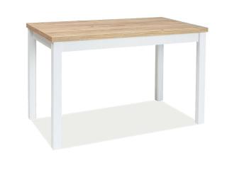 Étkezőasztal, fehér/matt/arany/tölgy, ADAM 100x60