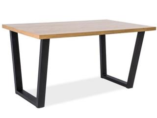 Étkezőasztal, fekete/természetes tölgy, VALENTINO 120x80