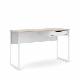 Fehér íróasztal fiókkal tölgyfa lappal EFREM PLUS 512