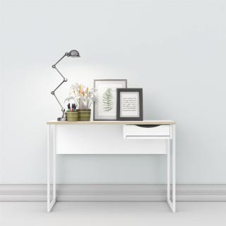 Fehér íróasztal fiókkal tölgyfa lappal EFREM PLUS 513