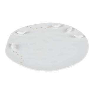 Fehér porcelán tányér 3D elemekkel MADARAK, közepes