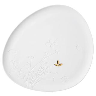 Fehér porcelán tányér GOLD LEAF, nagy