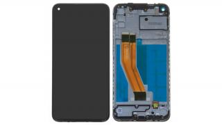 Eredeti LCD Samsung Galaxy M11 (m115)  képernyő+ érintőfelület fekete + keret