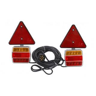 5 funkciós LED lámpa beállítása (hátsó, fék, irány, rendszám, fényvisszaverő) 12/24V mágnesekkel, kábelekkel és fényvisszaverő háromszöggel [L1855]