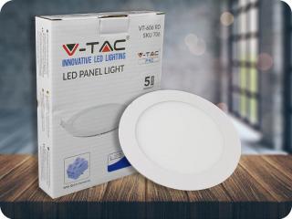6W-os LED beépített panel tápegységgel, kerek (420lm), samsung chip Hideg fehér