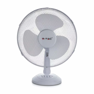 Asztali ventilátor 40W, 34cm átmérő, 3 lapát, 3 sebességfokozat, fehér színű