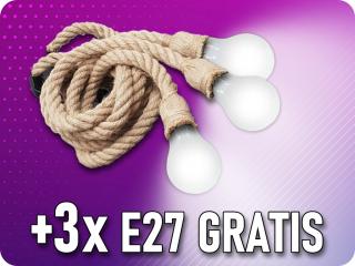 Díszkötél 3xE27, 3x1,5m + 3x izzó gratis! [249891] Hideg fehér